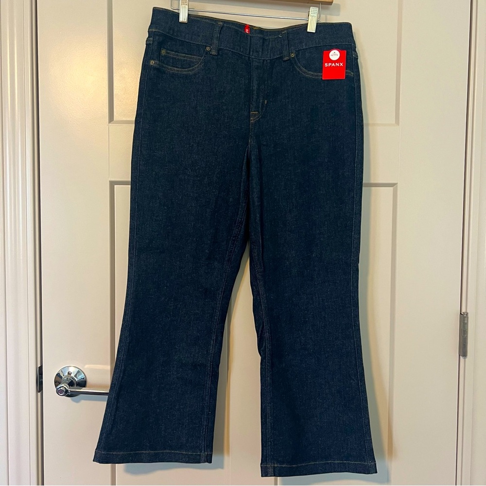 SPANX NEW Kick Flare Jeans Raw Indigo XL Petite NWT